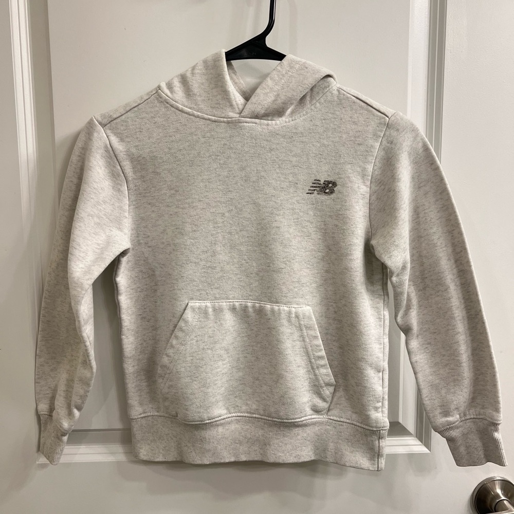 New Balance Light Gray Kids Hoodie Sweatshirt | Size 8